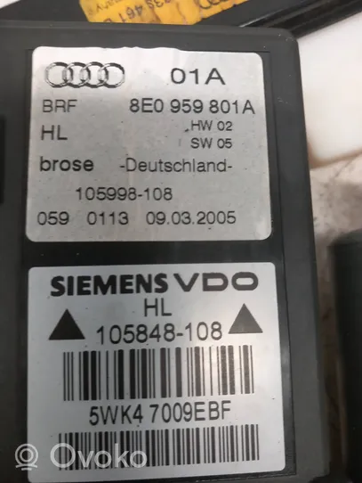 Audi A4 S4 B7 8E 8H Elektryczny podnośnik szyby drzwi tylnych 8E0959801A