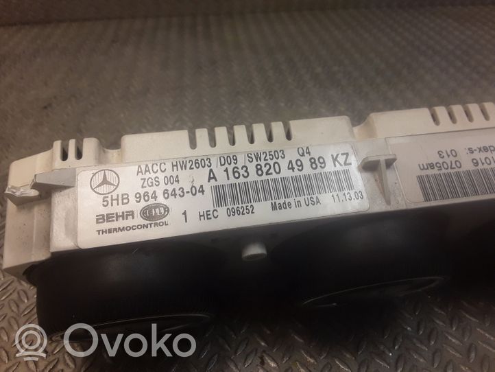 Mercedes-Benz ML W163 Interruttore ventola abitacolo 1638204989