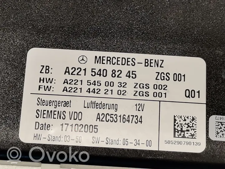 Mercedes-Benz S W221 Oro pakabos valdymo blokas (galinės) 2215408245