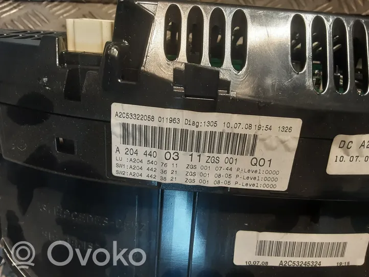 Mercedes-Benz C W204 Tachimetro (quadro strumenti) 2044400311