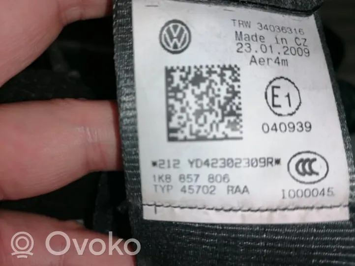 Volkswagen Scirocco Pas bezpieczeństwa fotela tylnego 
