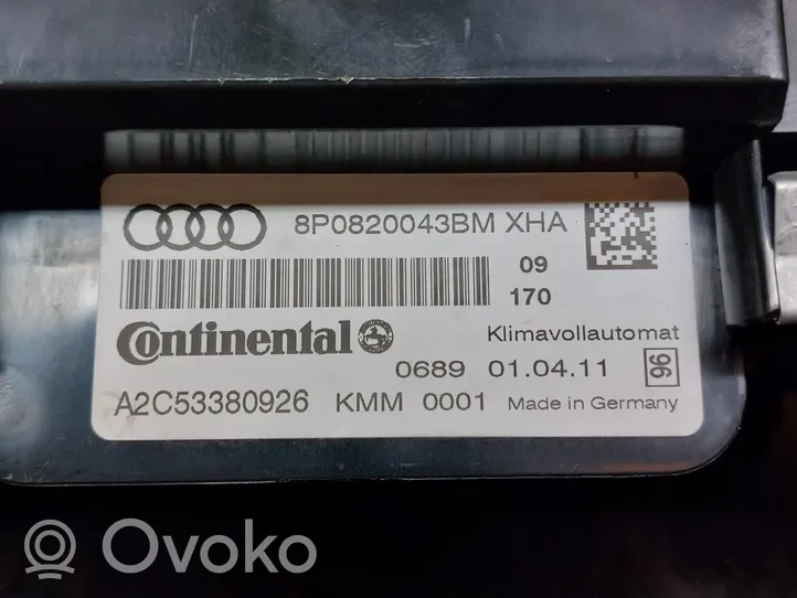 Audi A3 S3 A3 Sportback 8P Ilmastoinnin ohjainlaite 