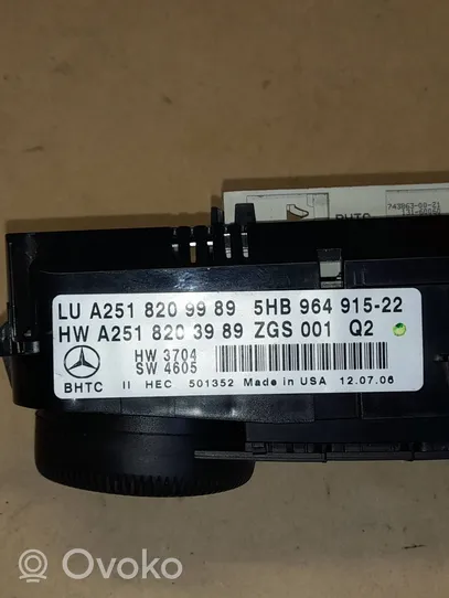 Mercedes-Benz GL X164 Блок управления кондиционера воздуха / климата/ печки (в салоне) A2518209989