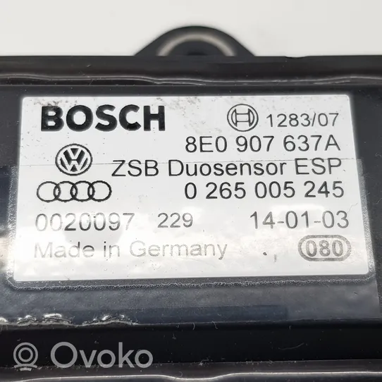 Audi A6 S6 C5 4B Vakaajan pitkittäiskiihtyvyystunnistin (ESP) 0020097