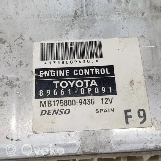 Toyota Corolla Verso E121 Calculateur moteur ECU 896610F091