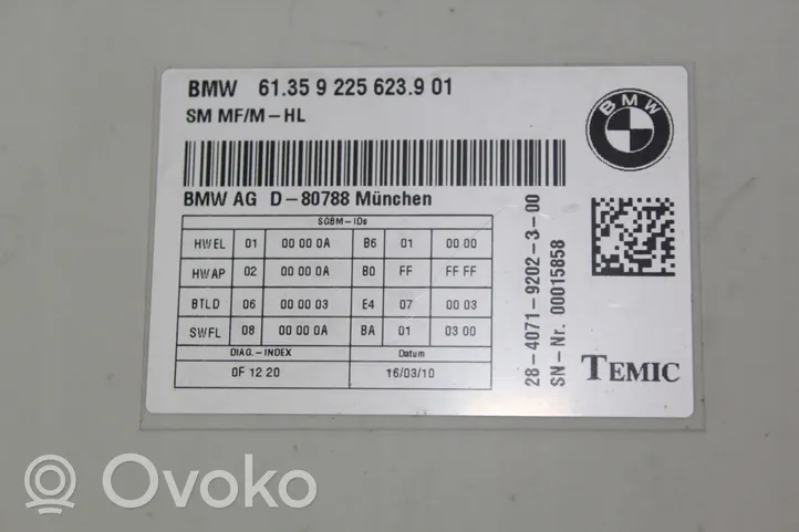 BMW 5 GT F07 Module de commande de siège 9225623