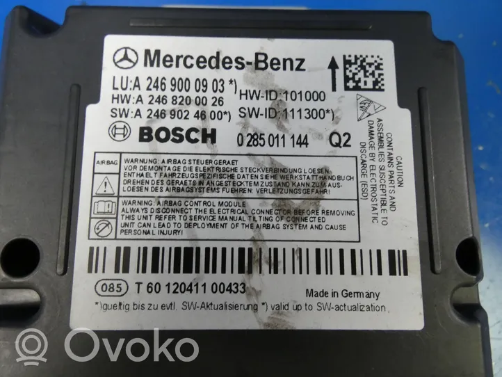 Mercedes-Benz B W246 W242 Turvatyynyn ohjainlaite/moduuli A2468200026