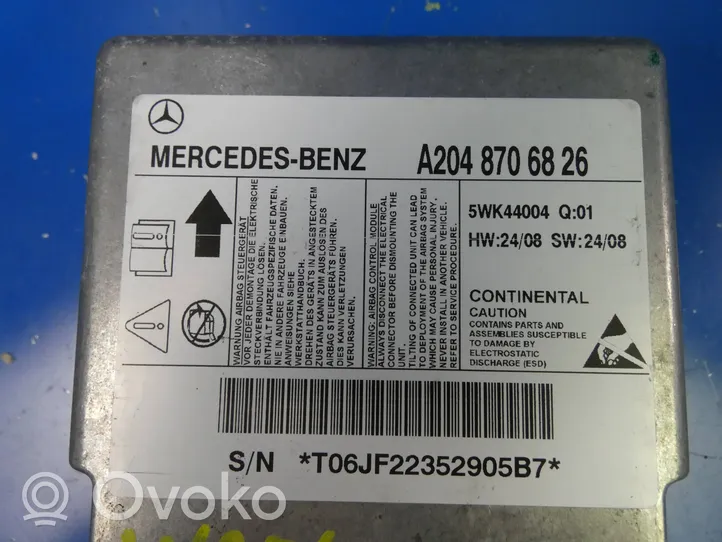 Mercedes-Benz C W204 Turvatyynyn ohjainlaite/moduuli A2048706826