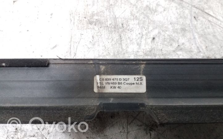 Volkswagen PASSAT CC Rubber seal rear door window/glass 3C8839475D