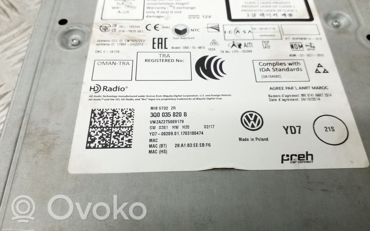 Volkswagen PASSAT B8 Radio / CD/DVD atskaņotājs / navigācija 3Q0035820B