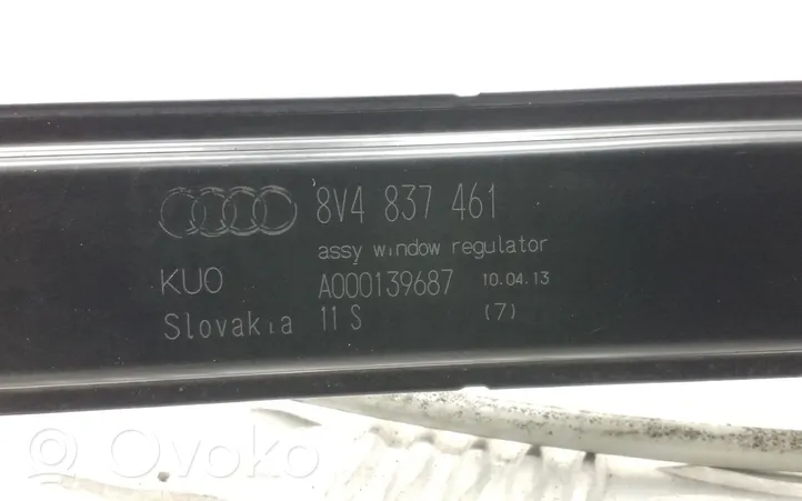 Audi A3 S3 8V Mechanizm podnoszenia szyby przedniej bez silnika 8V4837461