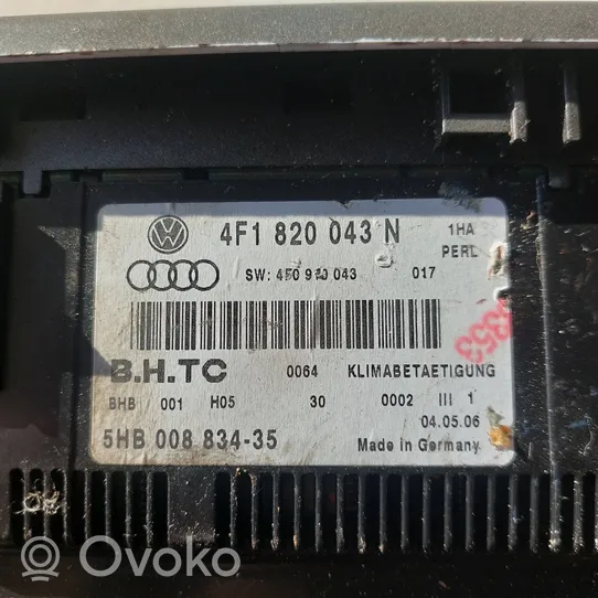 Audi A6 S6 C6 4F Ilmastoinnin ohjainlaite 4F1820043N