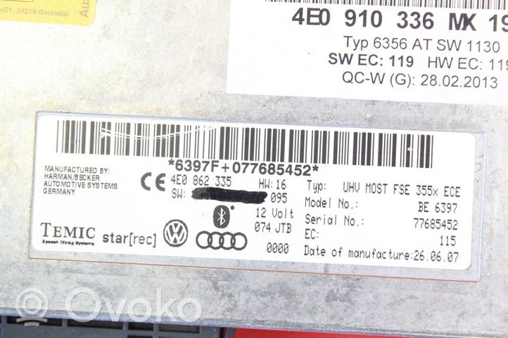 Audi Q7 4L Scatola di montaggio relè 4E0910336MX