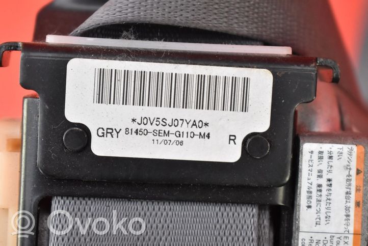 Honda City Pas bezpieczeństwa fotela przedniego 81450-SEM-G110-M