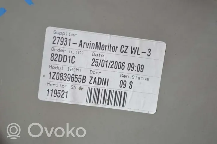 Skoda Octavia Mk2 (1Z) Elektryczny podnośnik szyby drzwi tylnych 1Z0839655B