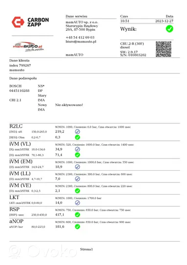 Honda CR-V Wtryskiwacz paliwa 16450-R06-E01