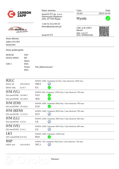 Suzuki Swift Polttoainesuutin 0445110083