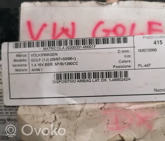 Volkswagen Golf IV Šoninė oro pagalvė 1J4880242H