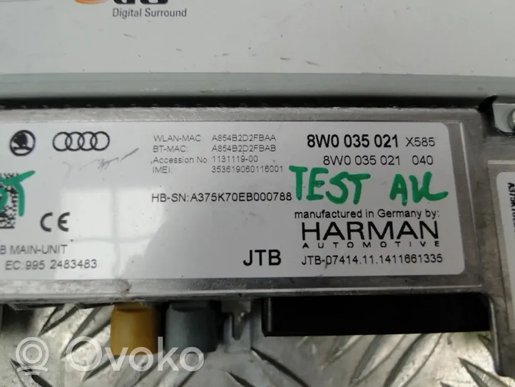 Audi A4 S4 B9 8W Radija/ CD/DVD grotuvas/ navigacija 8W0035021