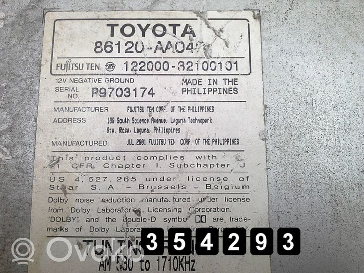 Toyota Camry Radija/ CD/DVD grotuvas/ navigacija 122000-32100101