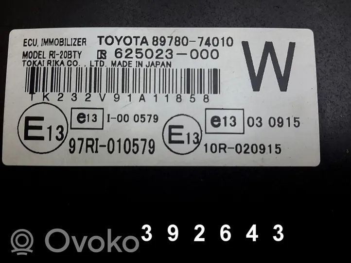 Toyota iQ Centralina/modulo immobilizzatore 