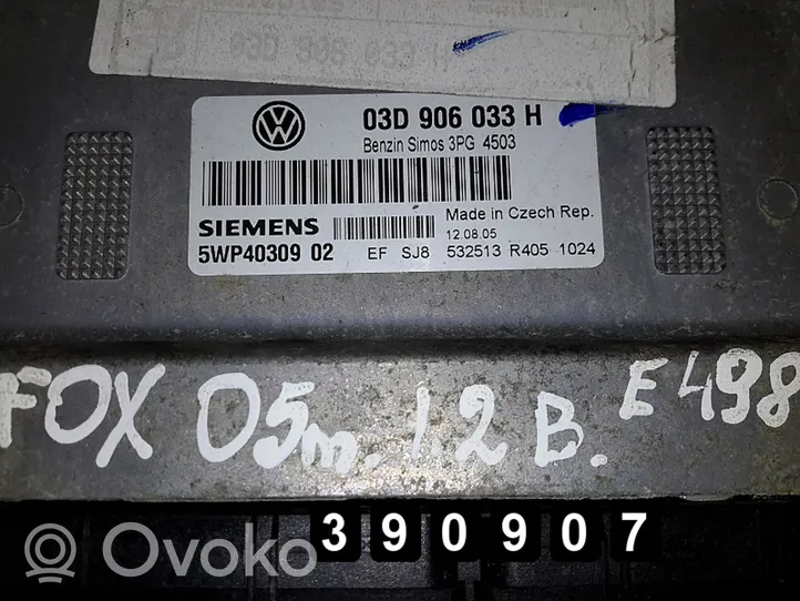 Volkswagen Fox Komputer / Sterownik ECU i komplet kluczy 03d906033h