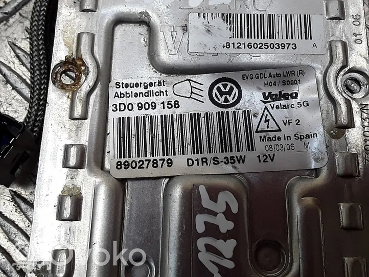Volkswagen Phaeton Xenon-valojen ohjainlaite/moduuli 3d0909158