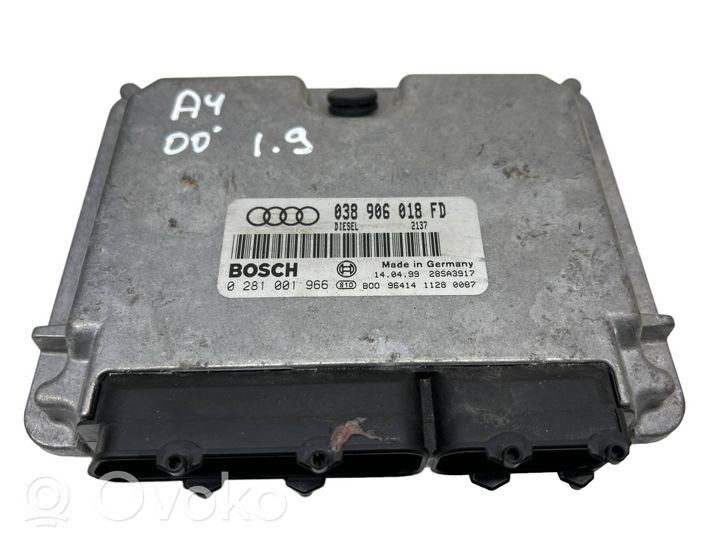Audi A4 S4 B5 8D Moottorin ohjainlaite/moduuli 038906018FD