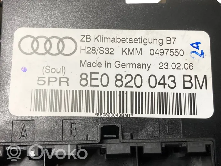 Audi A4 S4 B6 8E 8H Climate control unit 8E0820043BM