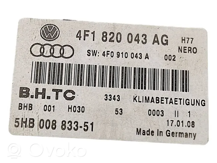 Audi A6 S6 C6 4F Ilmastoinnin ohjainlaite 4F1820043AG