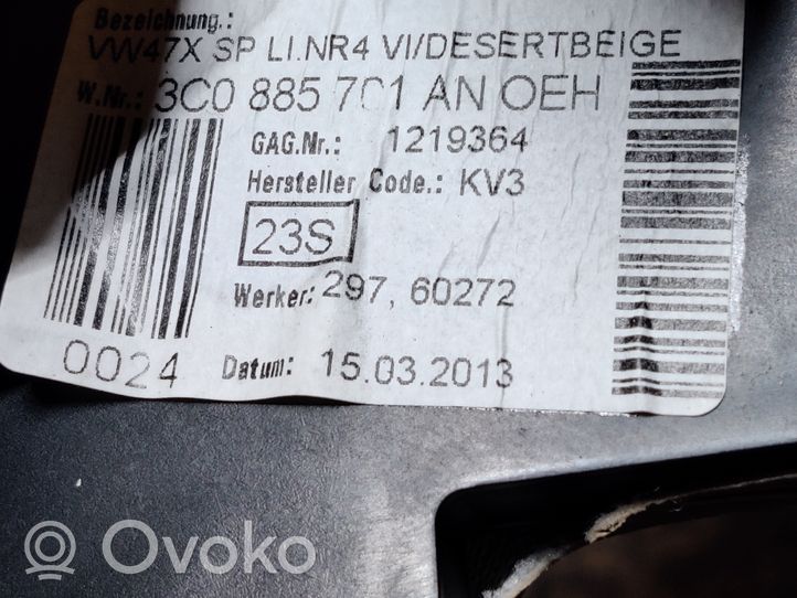 Volkswagen PASSAT B7 Osłona górna fotela tylnego 3C0885701AN