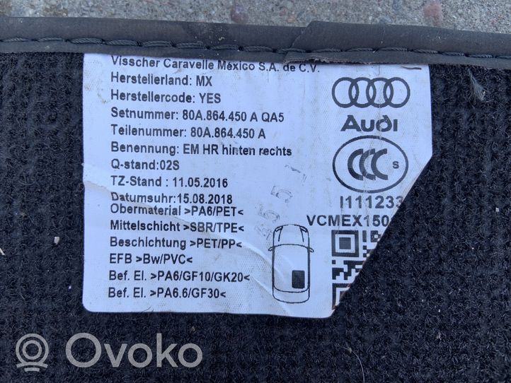 Audi Q5 SQ5 Tapis de sol arrière 80A864450A