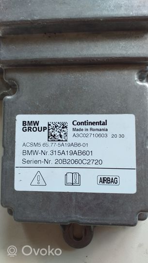 BMW 3 G20 G21 Centralina/modulo airbag 315A19AB701