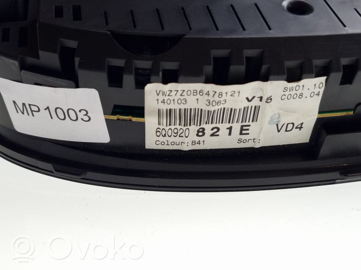 Volkswagen Polo IV 9N3 Tachimetro (quadro strumenti) 6Q0920821E