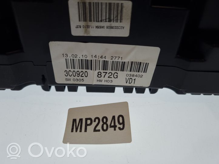 Volkswagen PASSAT B6 Tachimetro (quadro strumenti) 3C0920872G