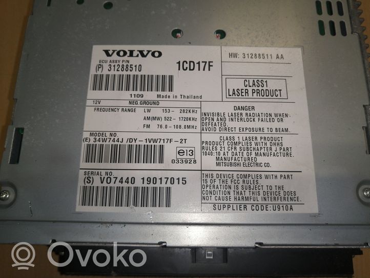 Volvo V50 Unità principale autoradio/CD/DVD/GPS 31288510