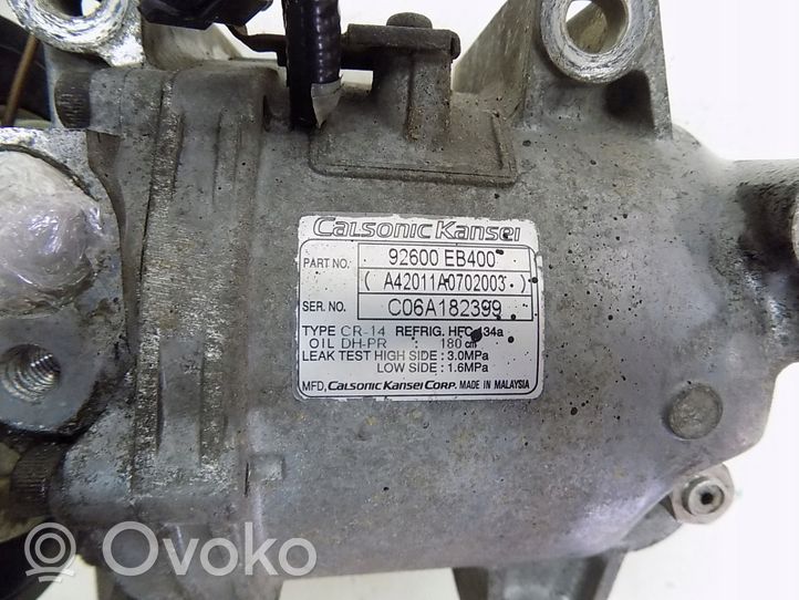 Nissan Navara D40 Kompresor / Sprężarka klimatyzacji A/C 92600EB400