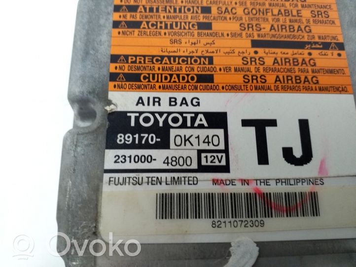 Toyota Hilux (AN10, AN20, AN30) Airbag control unit/module 891700K140