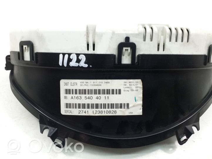 Mercedes-Benz ML W163 Speedometer (instrument cluster) A1635404011