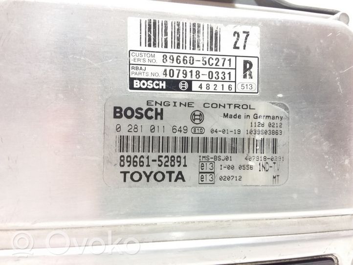 Toyota Yaris Sterownik / Moduł ECU 0281011649