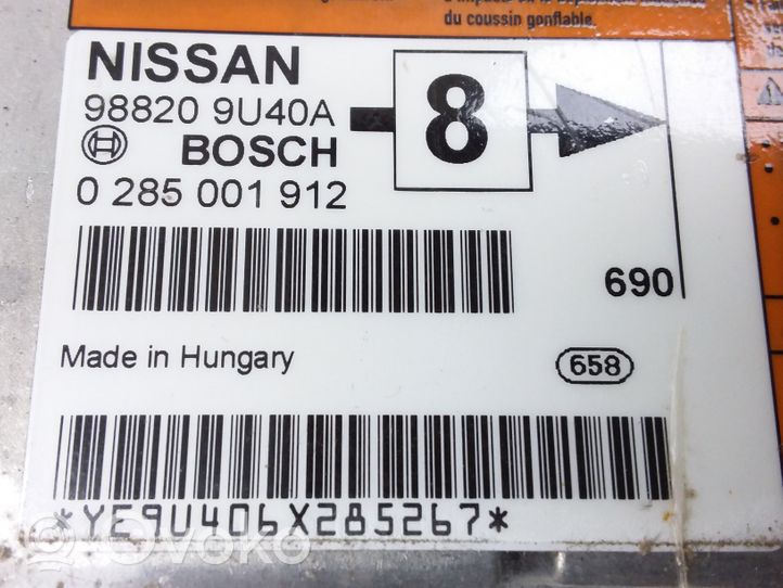 Nissan Note (E11) Turvatyynyn ohjainlaite/moduuli 988209U40A
