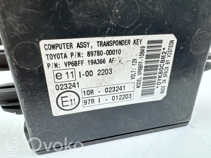 Toyota Yaris Imobilaizera vadības bloks 897800D010