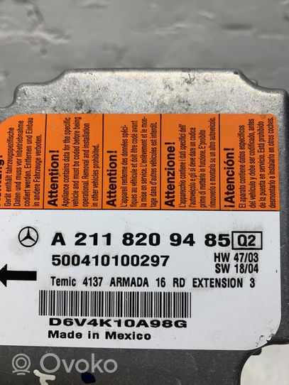 Mercedes-Benz E W211 Sterownik / Moduł Airbag A2118209485