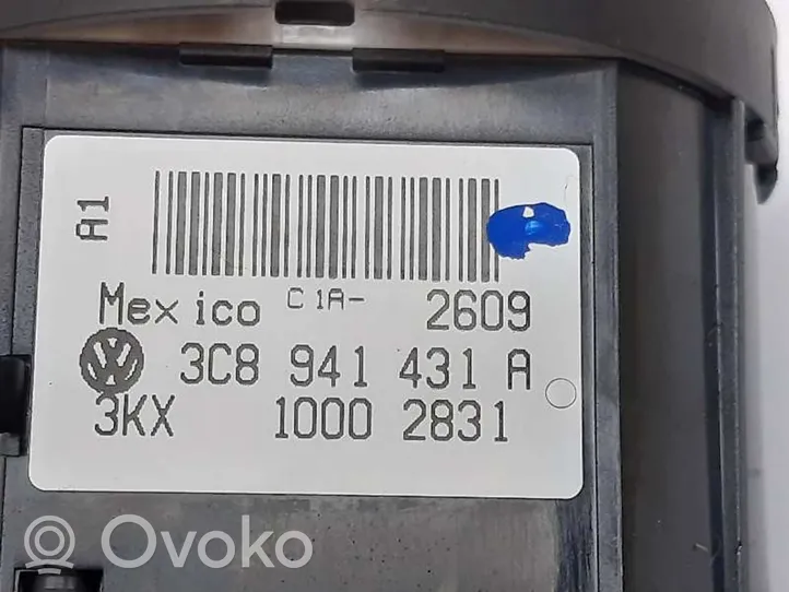 Volkswagen Scirocco Przycisk / Pokrętło regulacji oświetlenia deski rozdzielczej 3C8941431A