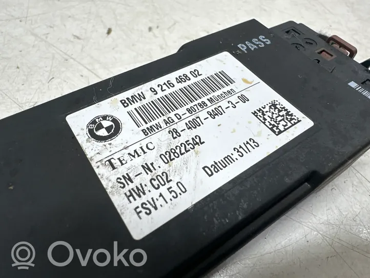 BMW 3 F30 F35 F31 Module de commande de siège 9216468