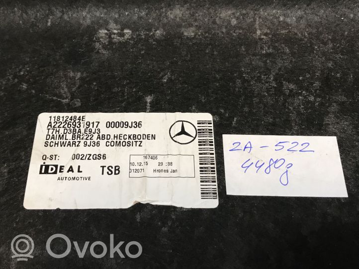 Mercedes-Benz S W222 Tappeto di rivestimento del fondo del bagagliaio/baule A2226931917