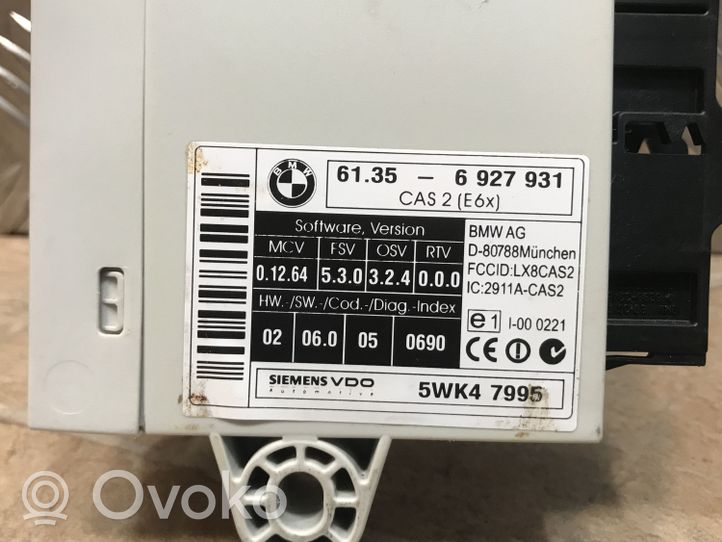 BMW 6 E63 E64 Centralina/modulo CAS 6927931