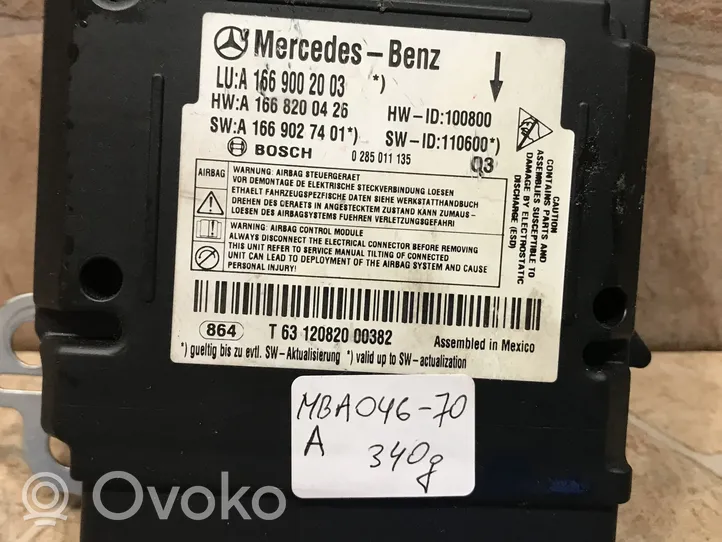 Mercedes-Benz GLE (W166 - C292) Centralina/modulo airbag A1669002003