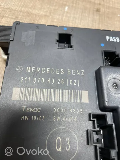 Mercedes-Benz E W211 Durų elektronikos valdymo blokas A2118704026