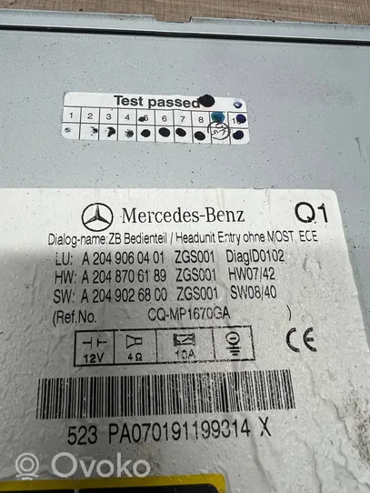 Mercedes-Benz C W204 Ekranas/ displėjus/ ekraniukas A2048706189